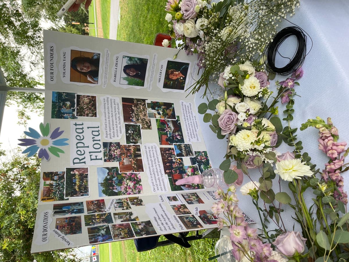 Repeat Floral display board and repurposed flower arrangements
